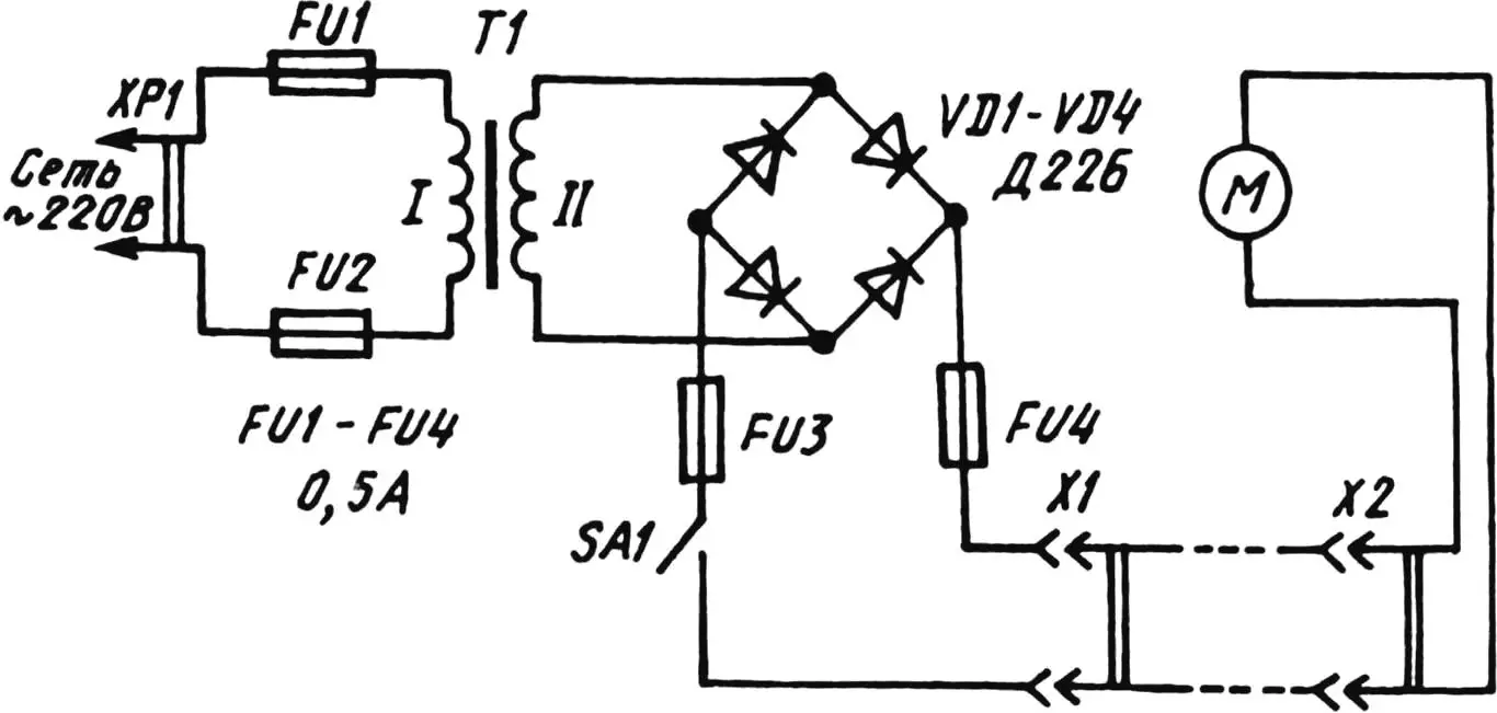 Принципиальная электрическая схема самодельной электрокосилки