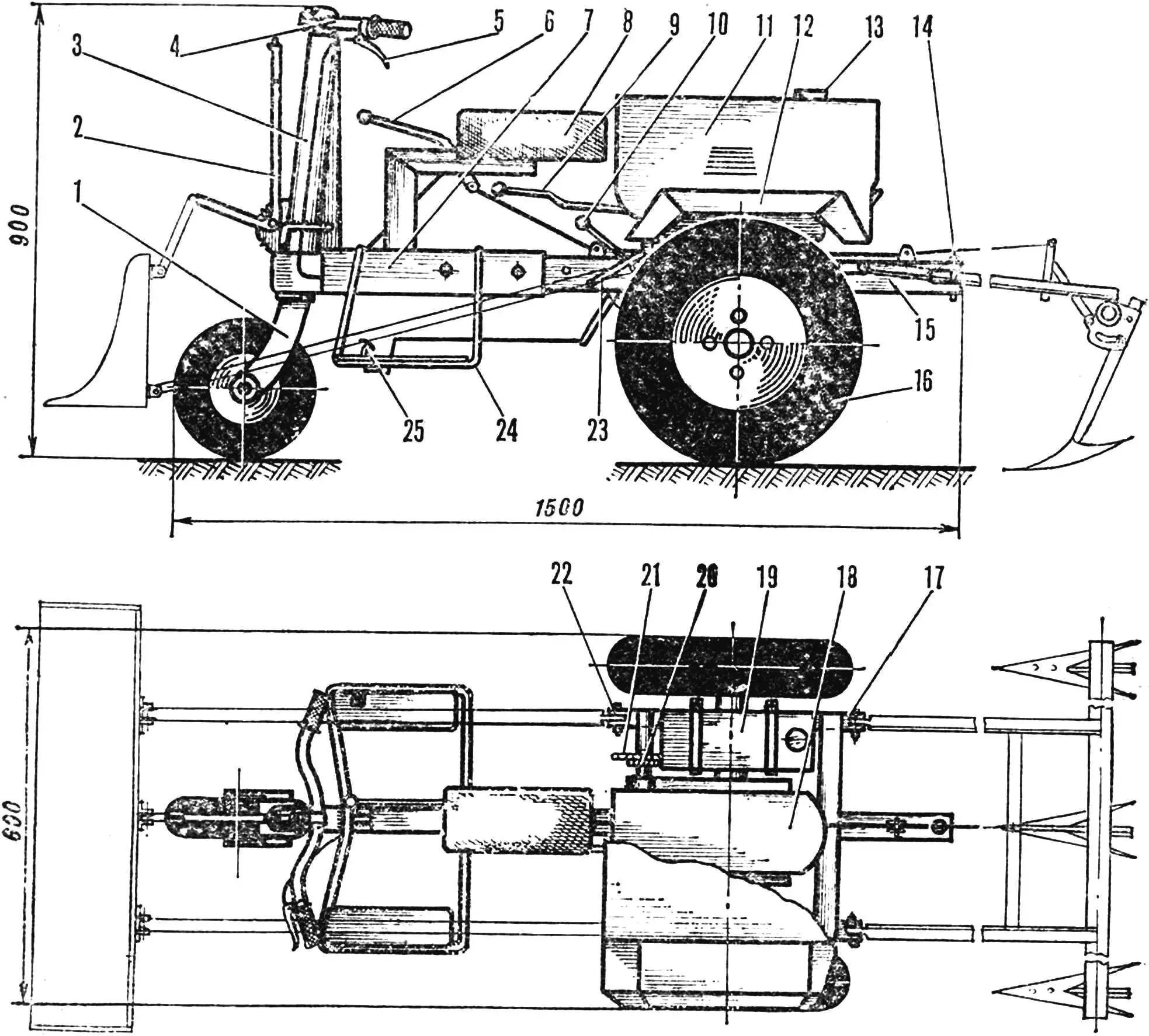 Fig. 2. Walk-behind tractor design