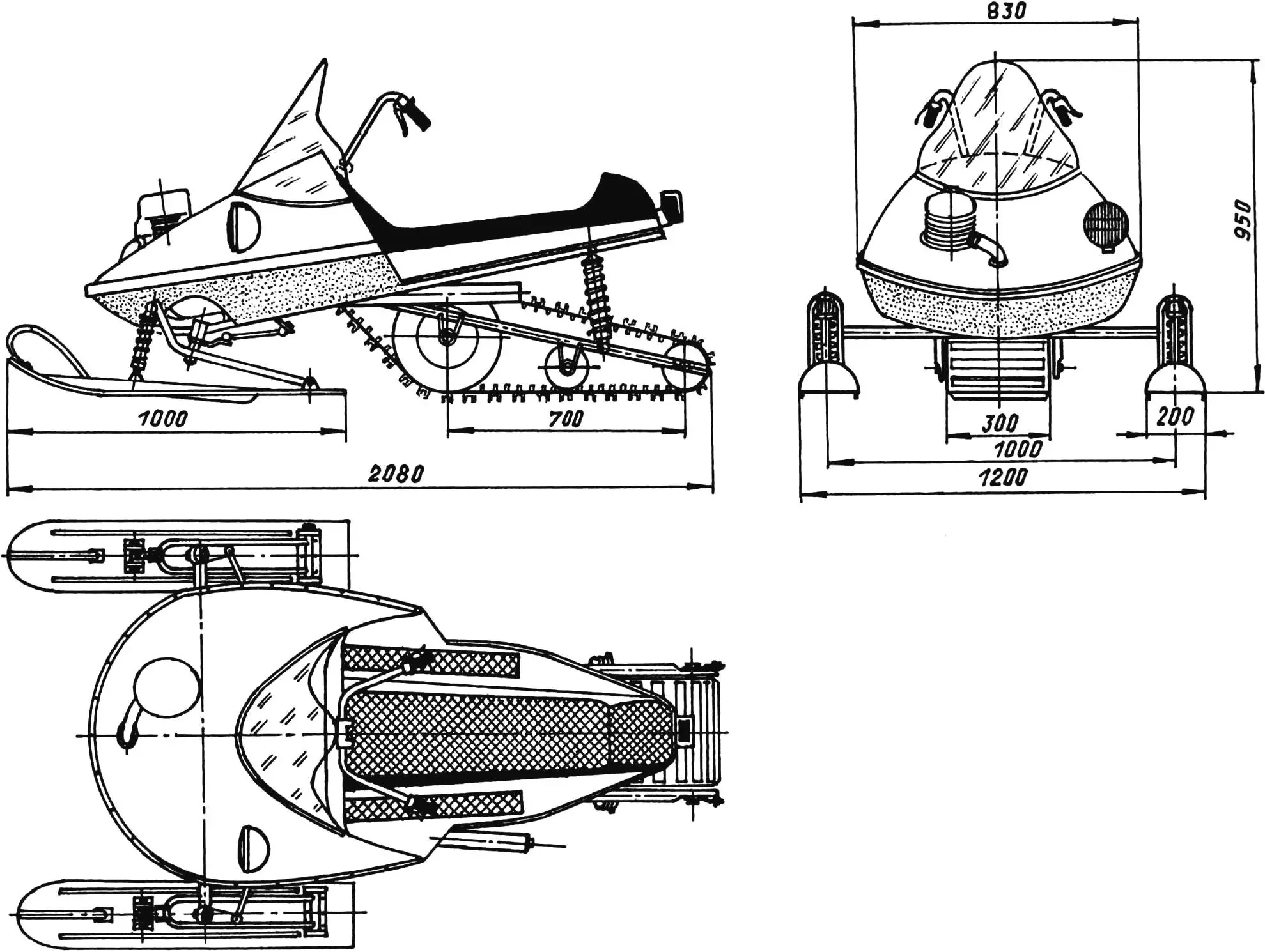 Ski-and-track snowmobile \