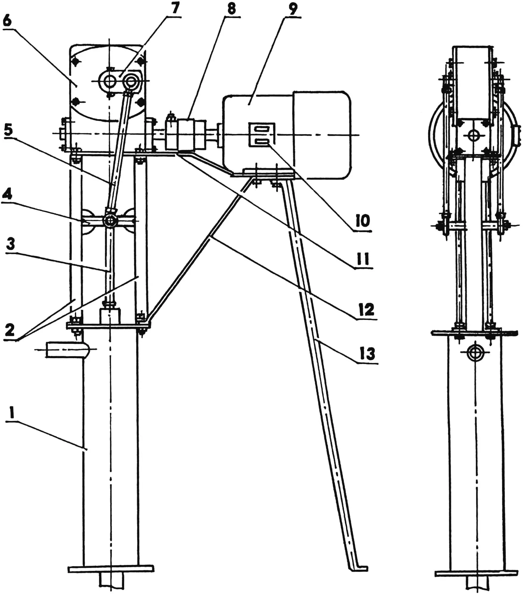 Pump installation with electric drive and reducer