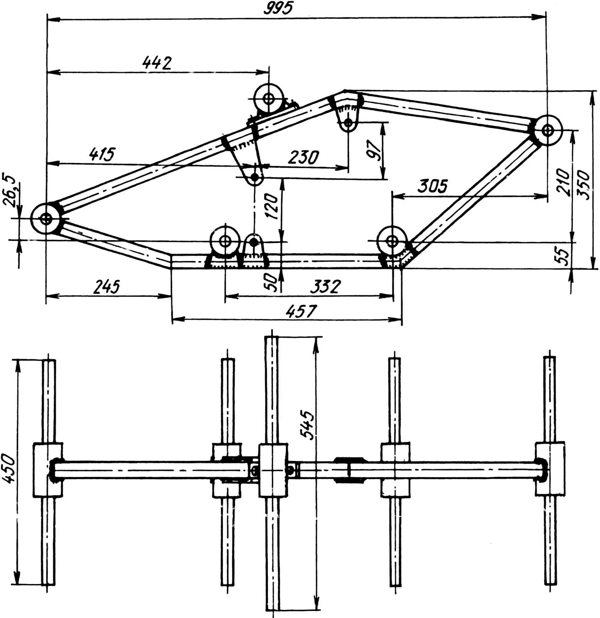 Рама мотобуксировщика.