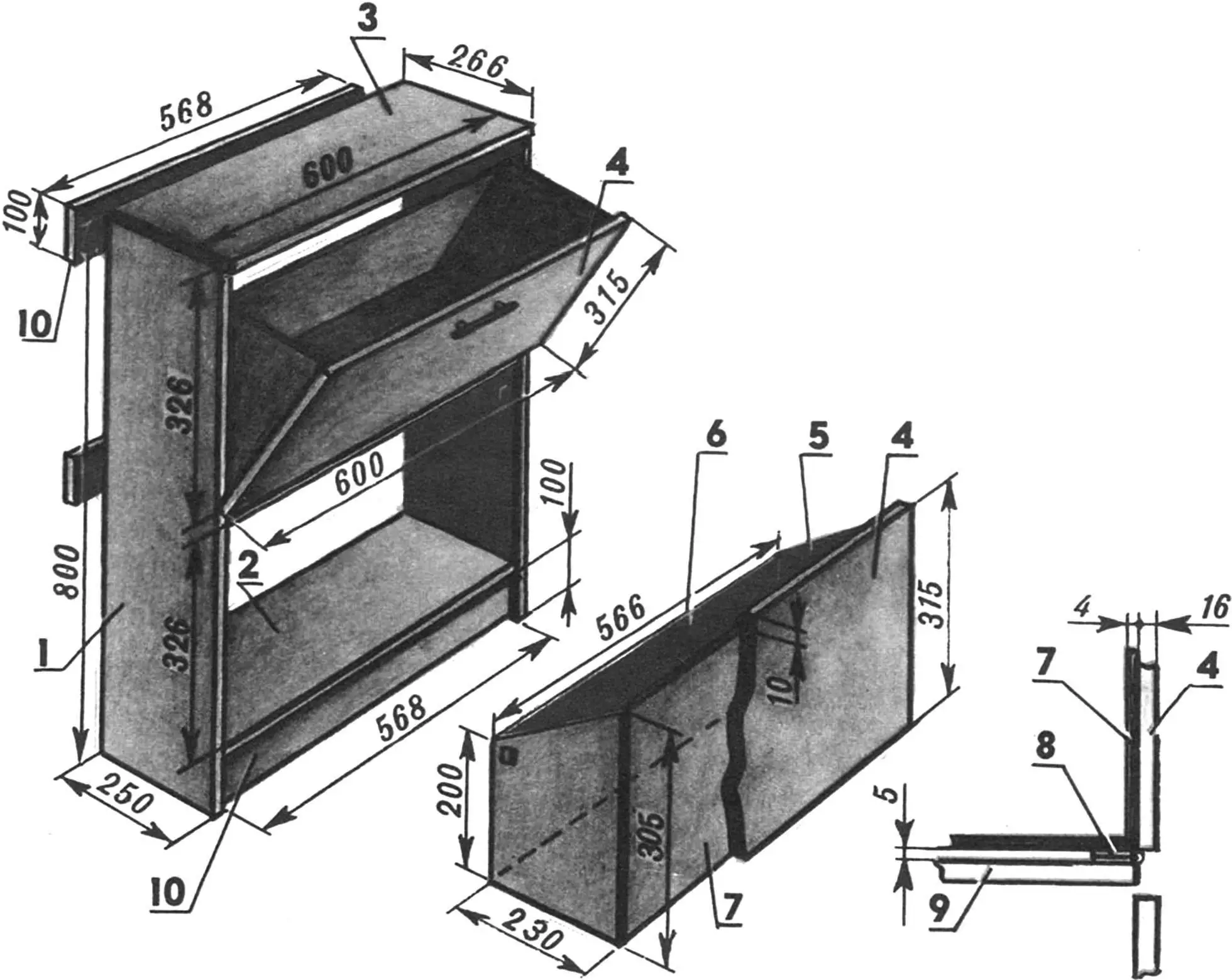 Двухъярусная тумбочка для постельного белья