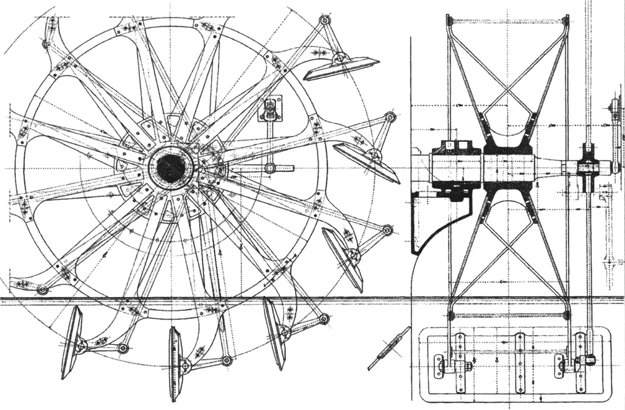 Устройство гребного колеса