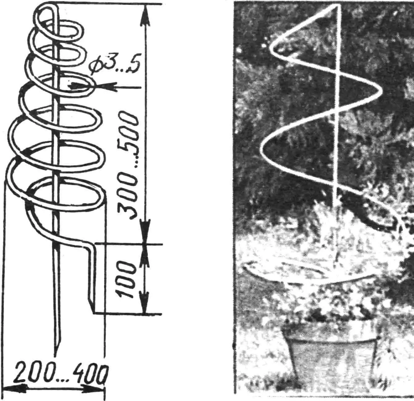 Пружинная подпорка для растений.