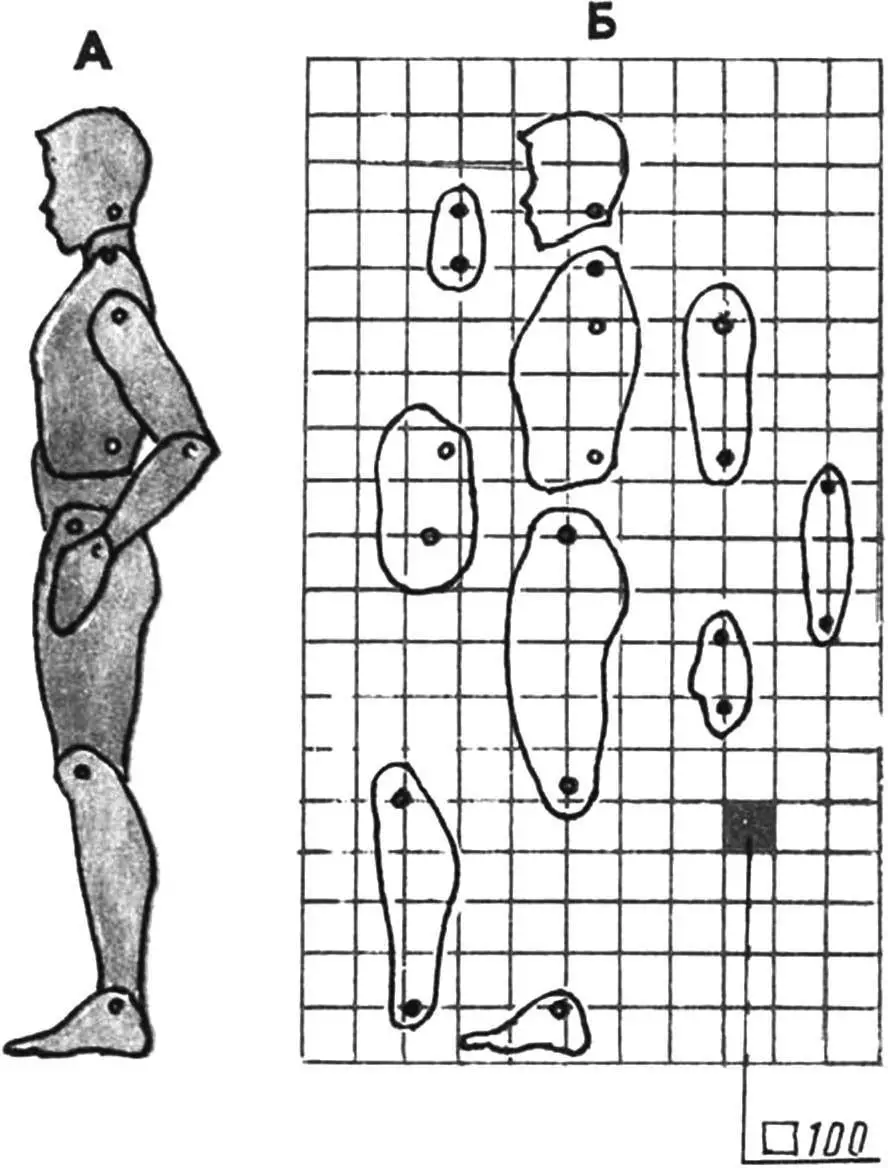 Articulated driver silhouette (A) and its constituent elements (B).