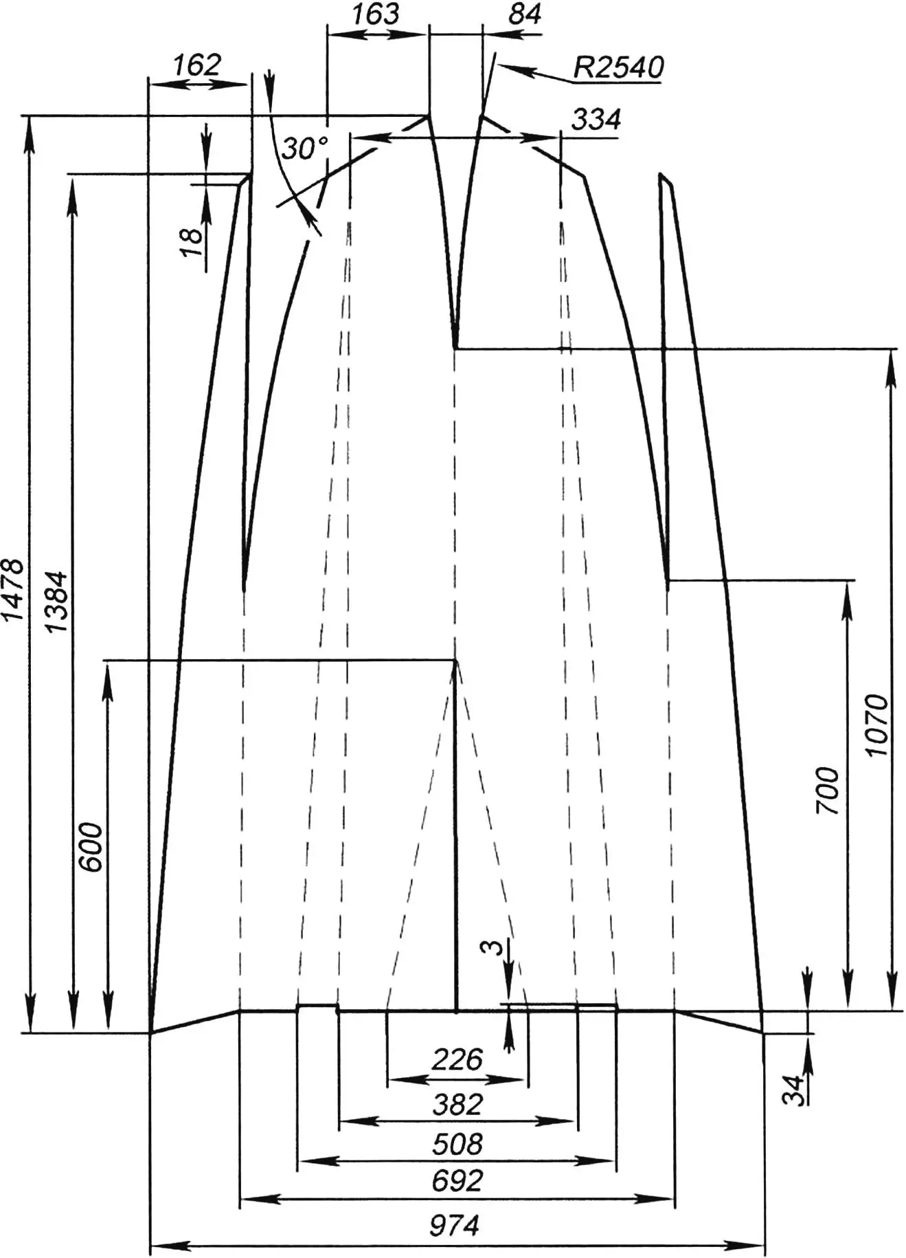 Fig. 3. Hull bottom development