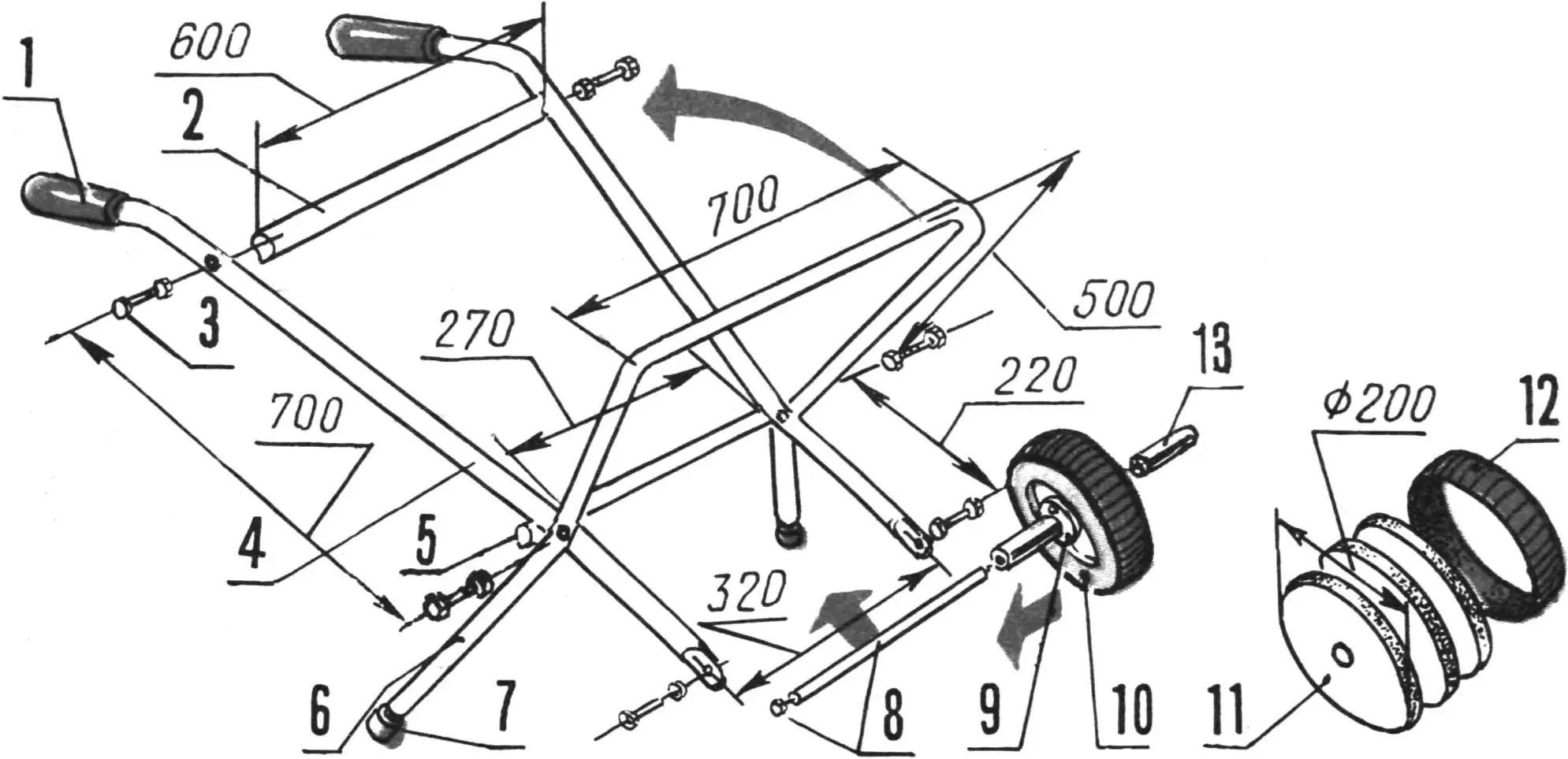 Сборка каркаса и колесного узла