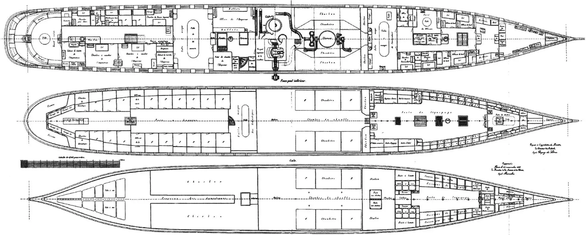 Схема внутреннего расположения (планы палуб и трюм)