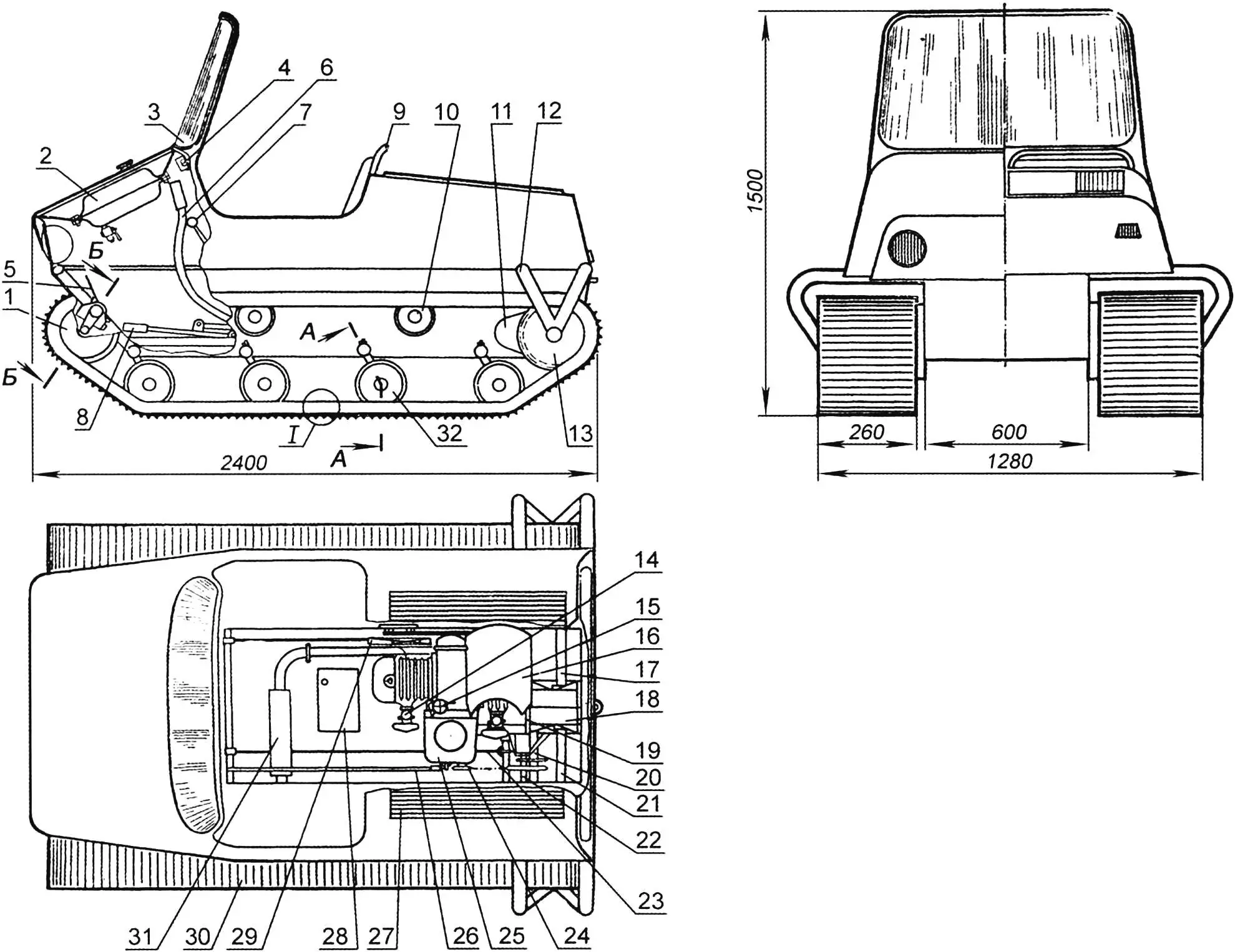 Fig. 1. Tracked all-terrain vehicle