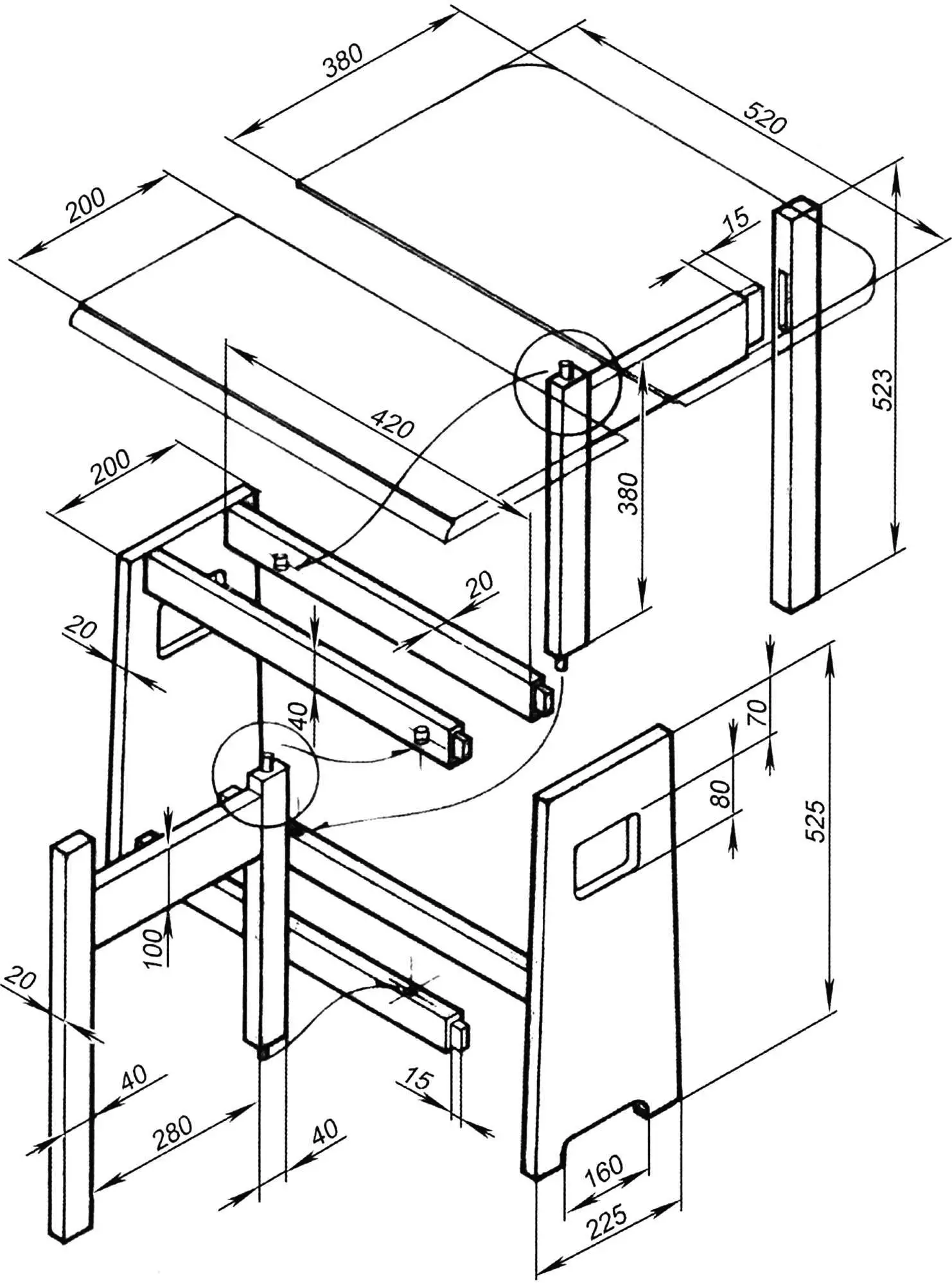 Drop-leaf table from ash with your own hands: drawings and instructions