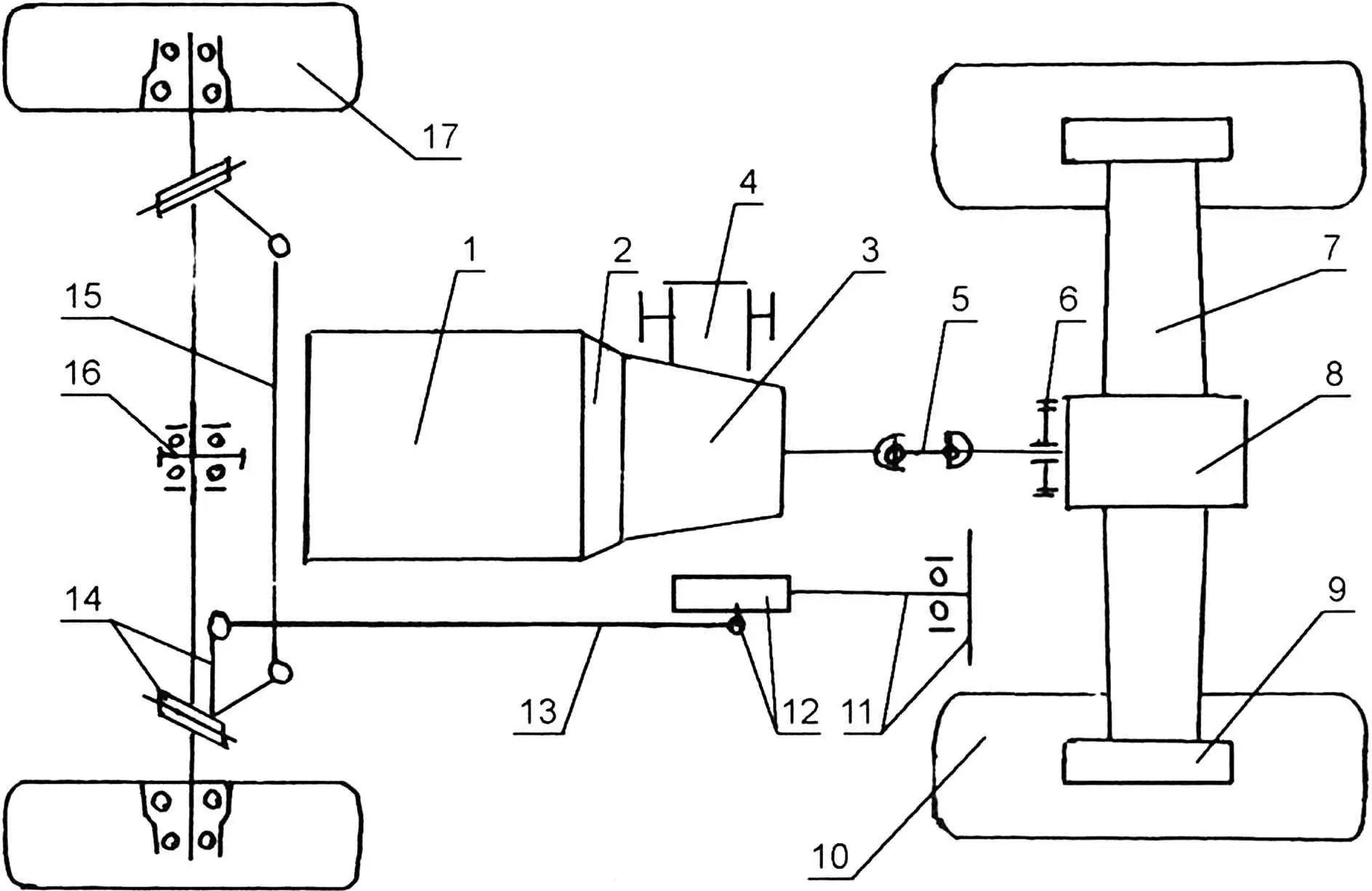 Tractor transmission and steering diagram
