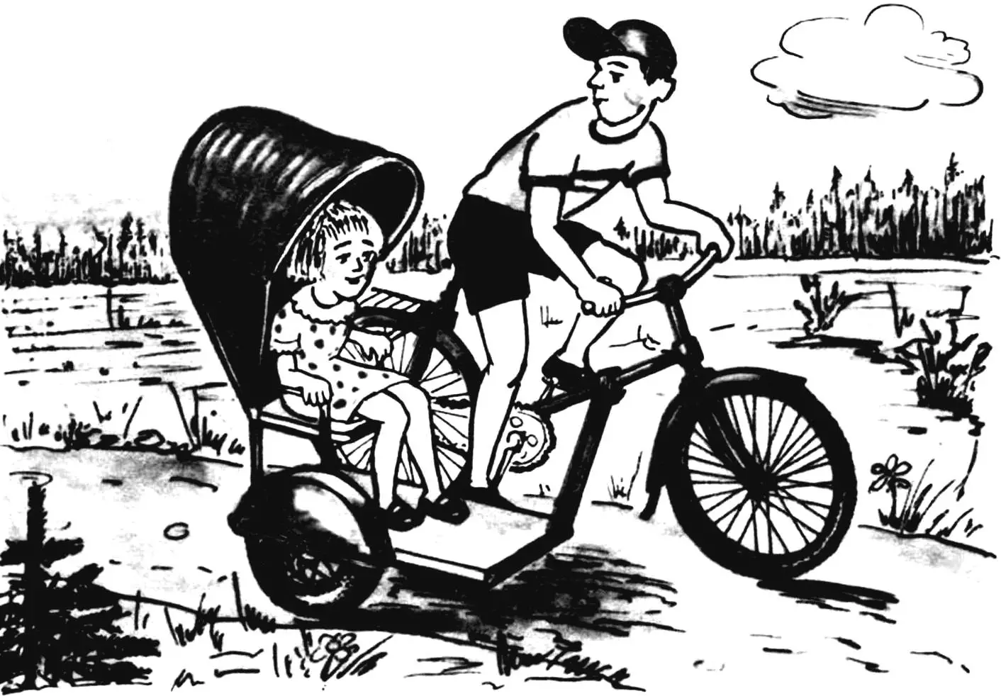 Велоприцеп для детей: легкая разборная коляска 15 кг