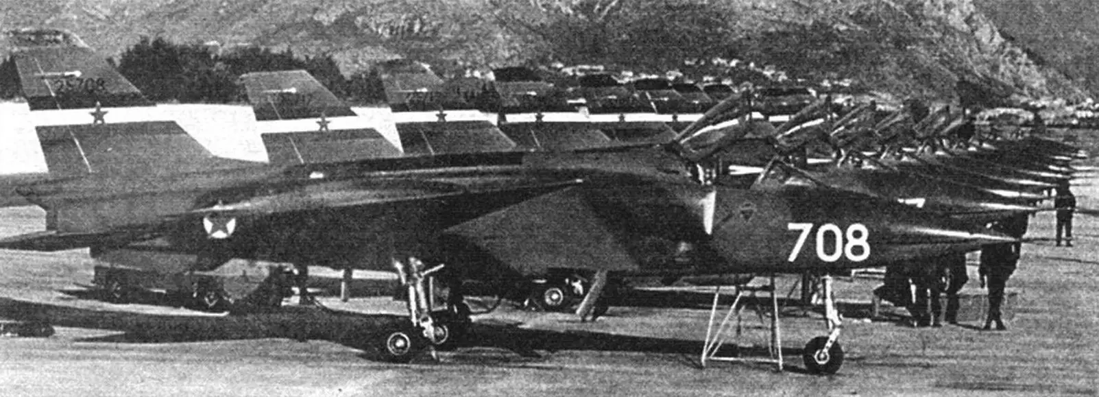Line of serial J-22 Orao fighter-bombers of the Yugoslav People's Army Air Force