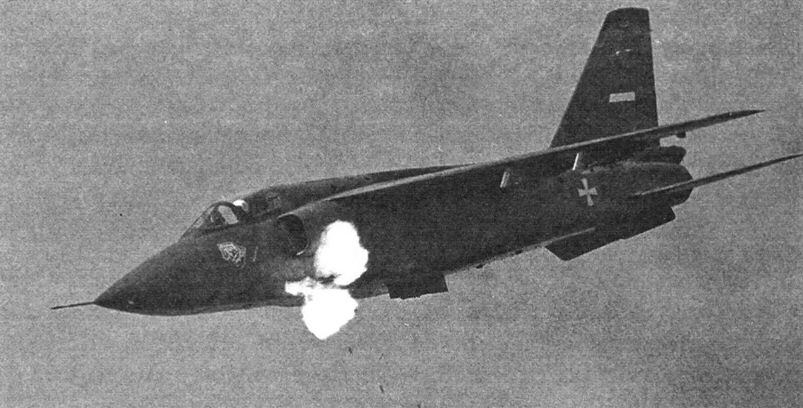 J-22 Orao fighter-bomber of the 241st Fighter-Bomber Squadron Tigers of the Serbian Air Force firing two GSh-23L guns