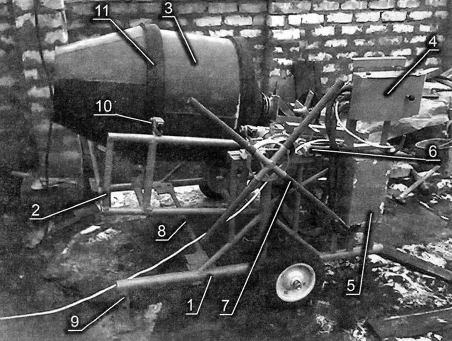 Concrete mixer, side view