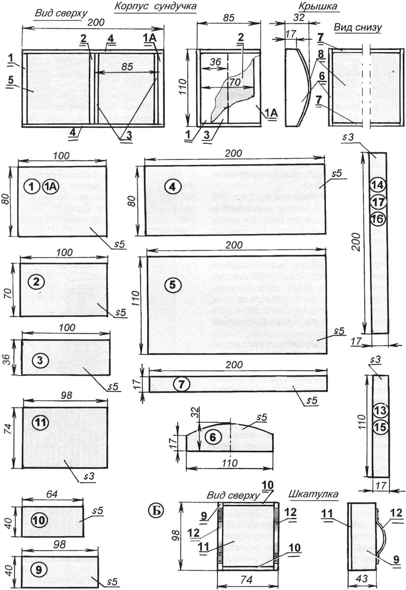 Fig. 1. Decorative “safe”-chest (A) and insert box (B)