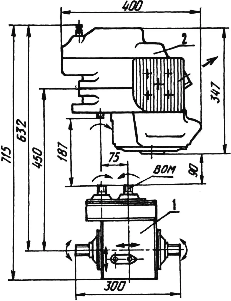 Layout of the gearbox with the Tourist scooter engine