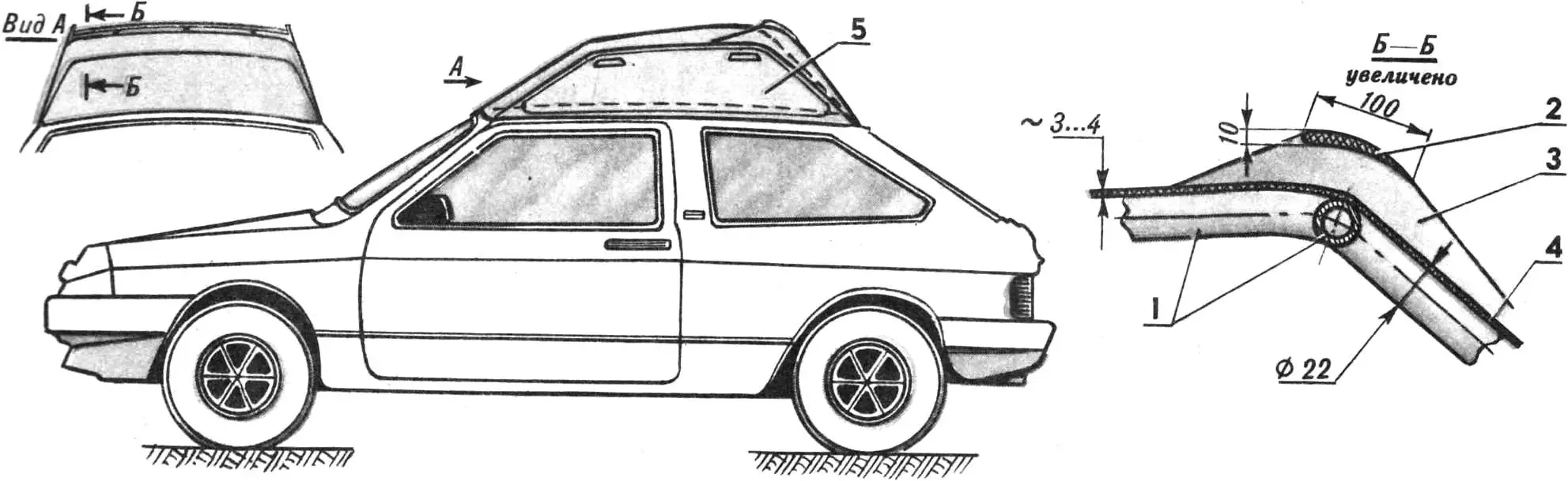 Fig. 1. An “aerodynamic” roof trunk and its main elements (for VAZ2108)