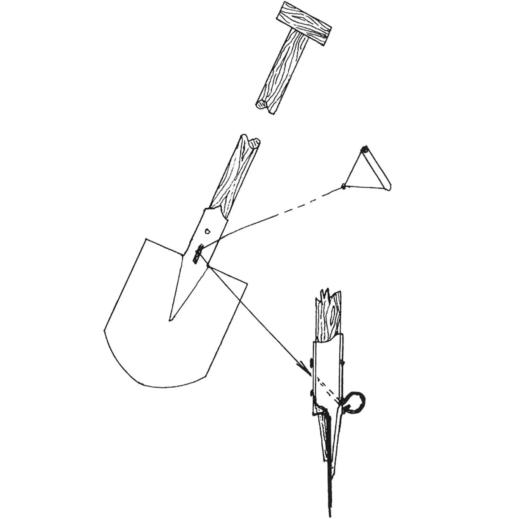 Improved shovel: digging without bending for bad back