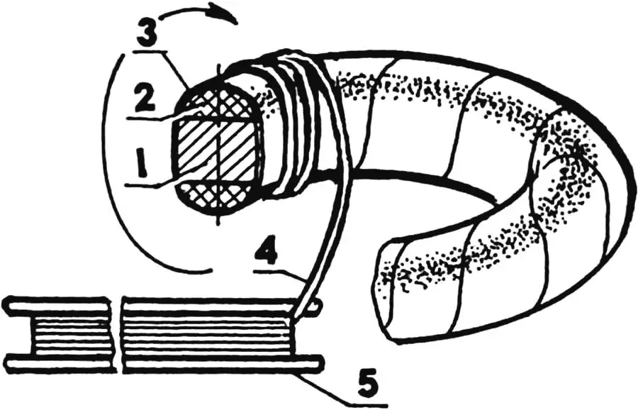 Fig. 2. Laying the turns of the mains winding of the welder