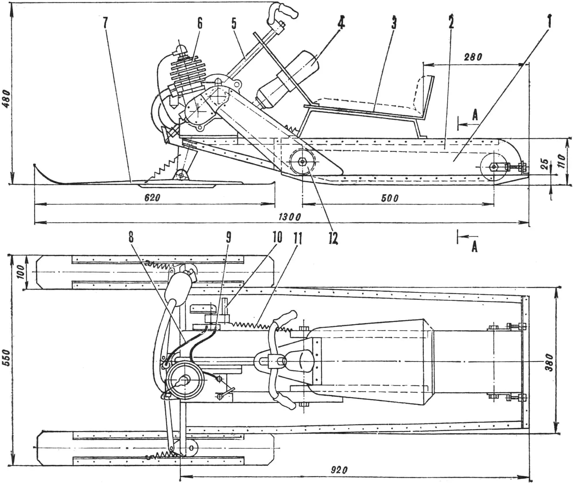 Diagram of the micromotosleds