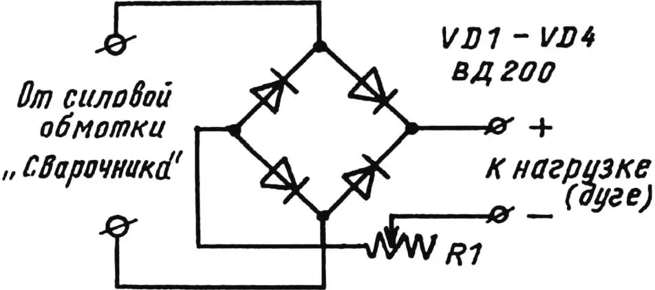 Fig. 4. Circuit of a welding rectifier with current regulator for a home-built multi-welding transformer