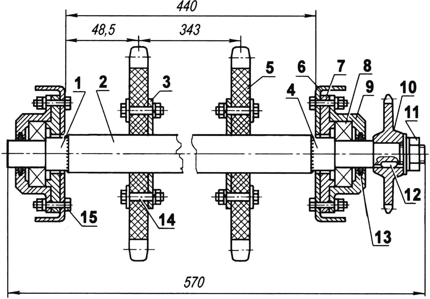 Приводний вал гусениці