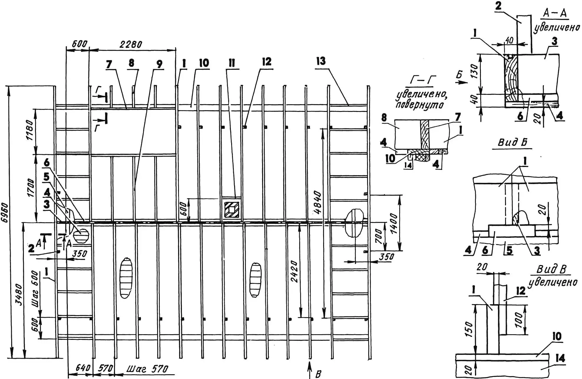 Plan of floor beams (mansard floor joists)