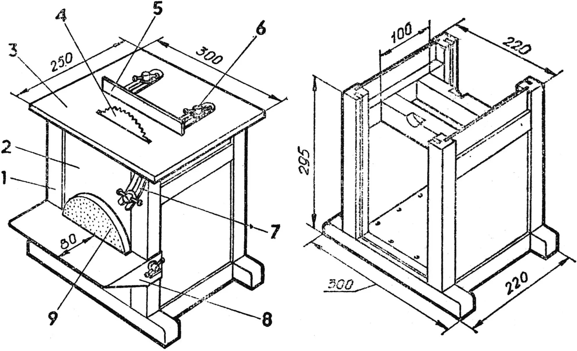 Рис. 1. Общий вид циркулярной пилы и станины