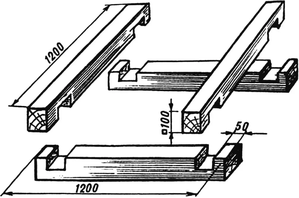 Strapping construction. Half-wood joints with a remainder