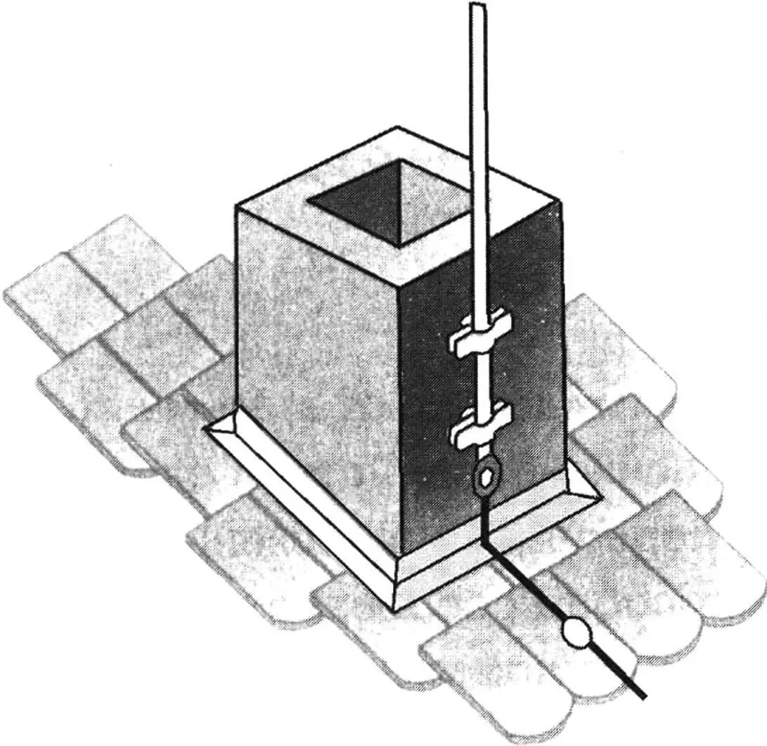 Стержневий приймач блискавки, укріплений безпосередньо на трубі