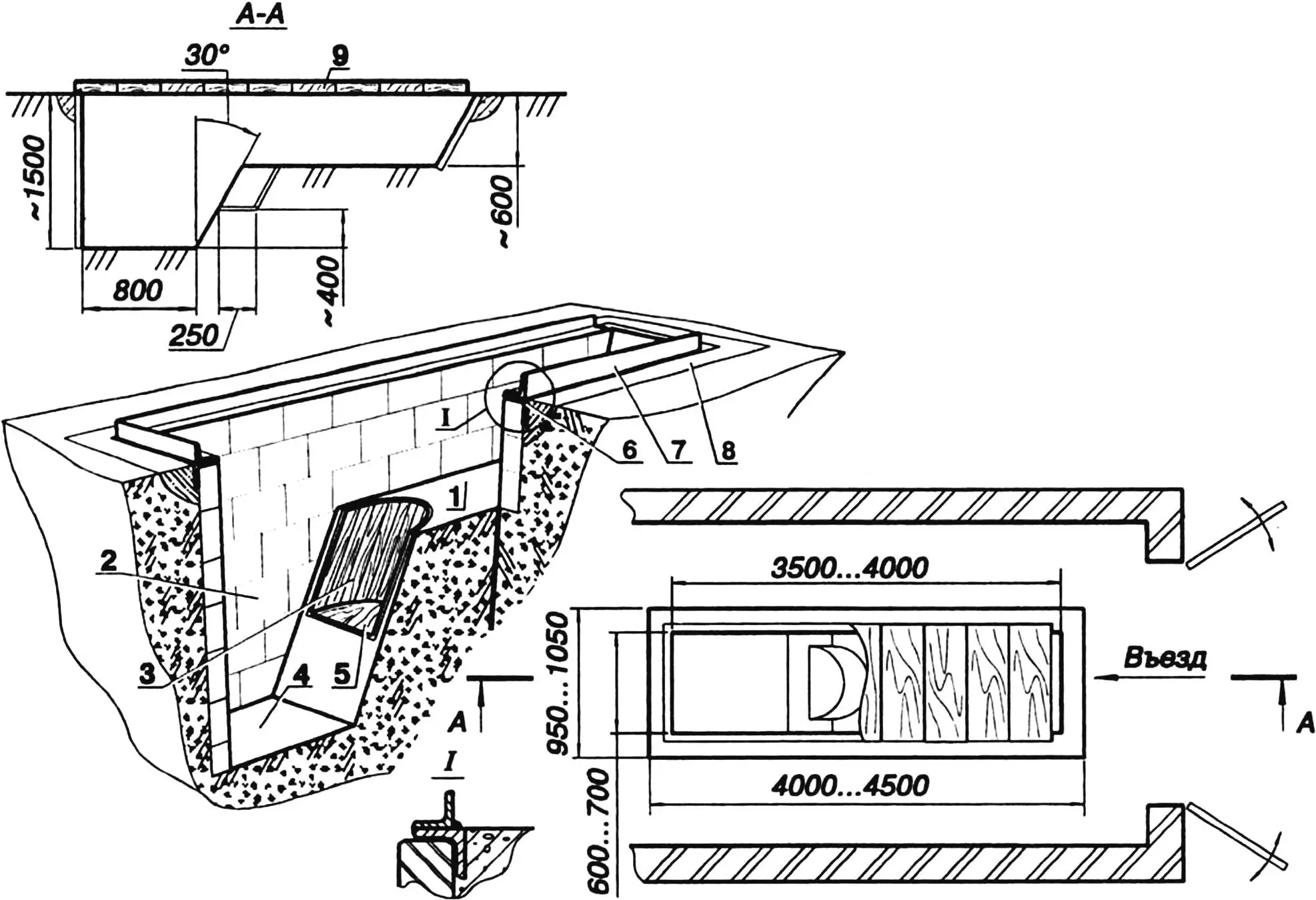 Shallow inspection mini pit in a garage