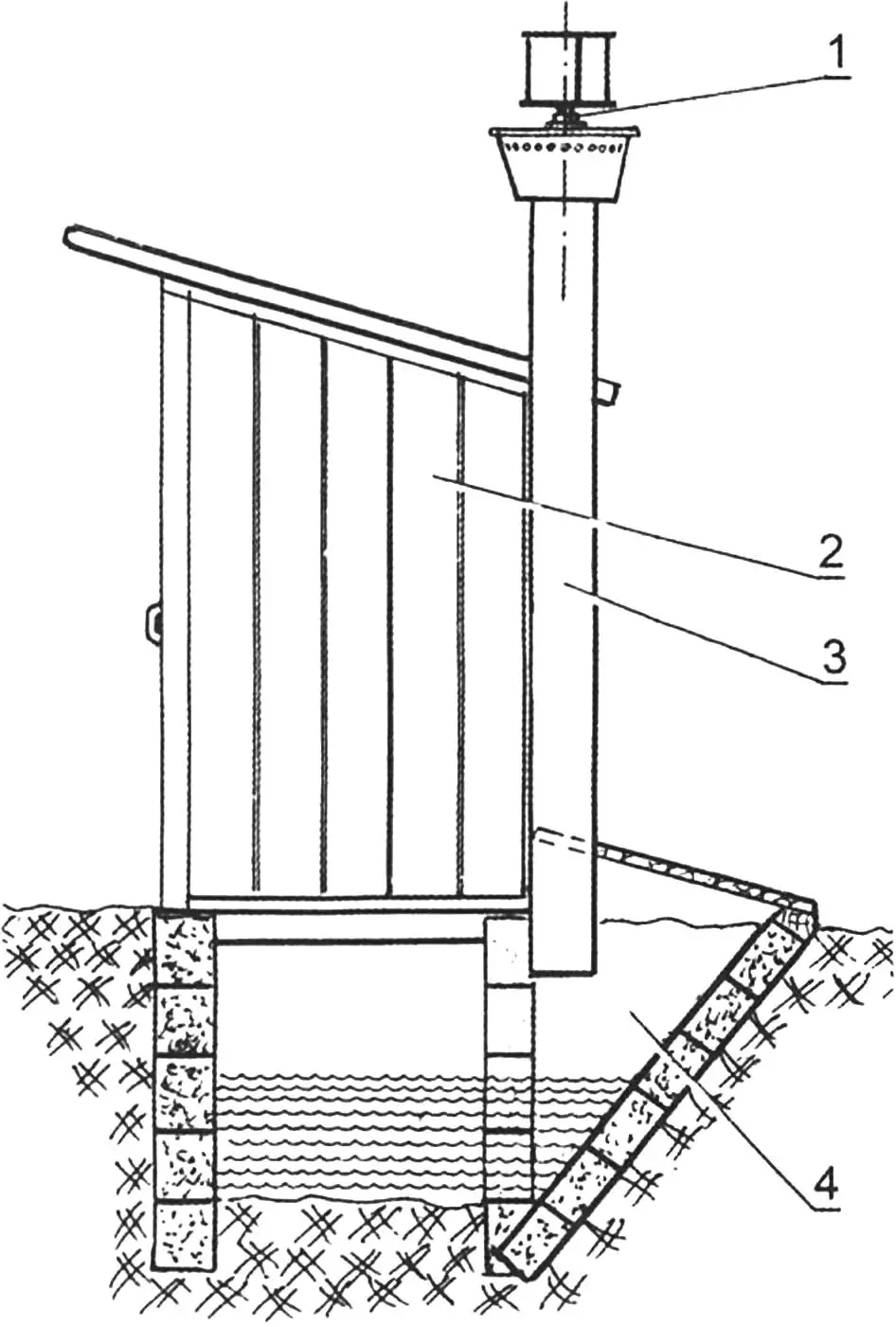 Дачний люфтклозет із вітровентилятором