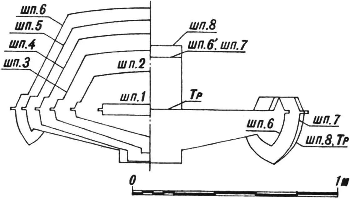 Theoretical drawing of the personal watercraft (hull projection)