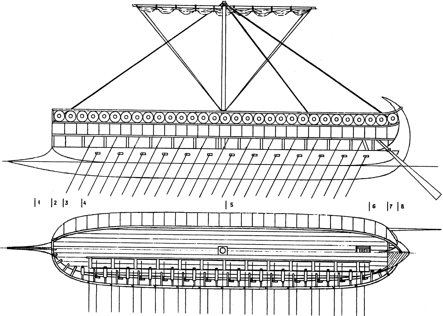 Финикийский 52-весельный таранный линейный корабль