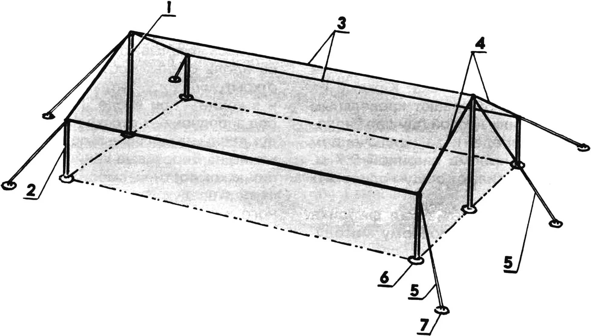 Frame of a rectangular pavilion-type greenhouse
