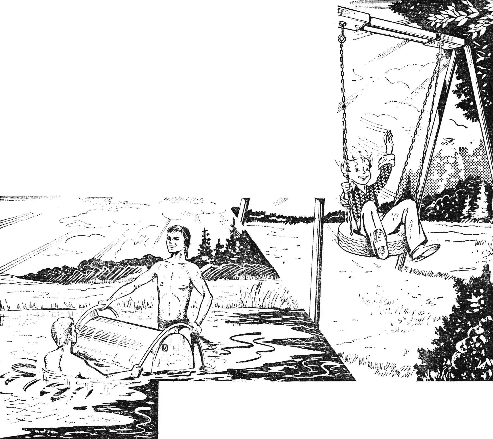 Land and water swings