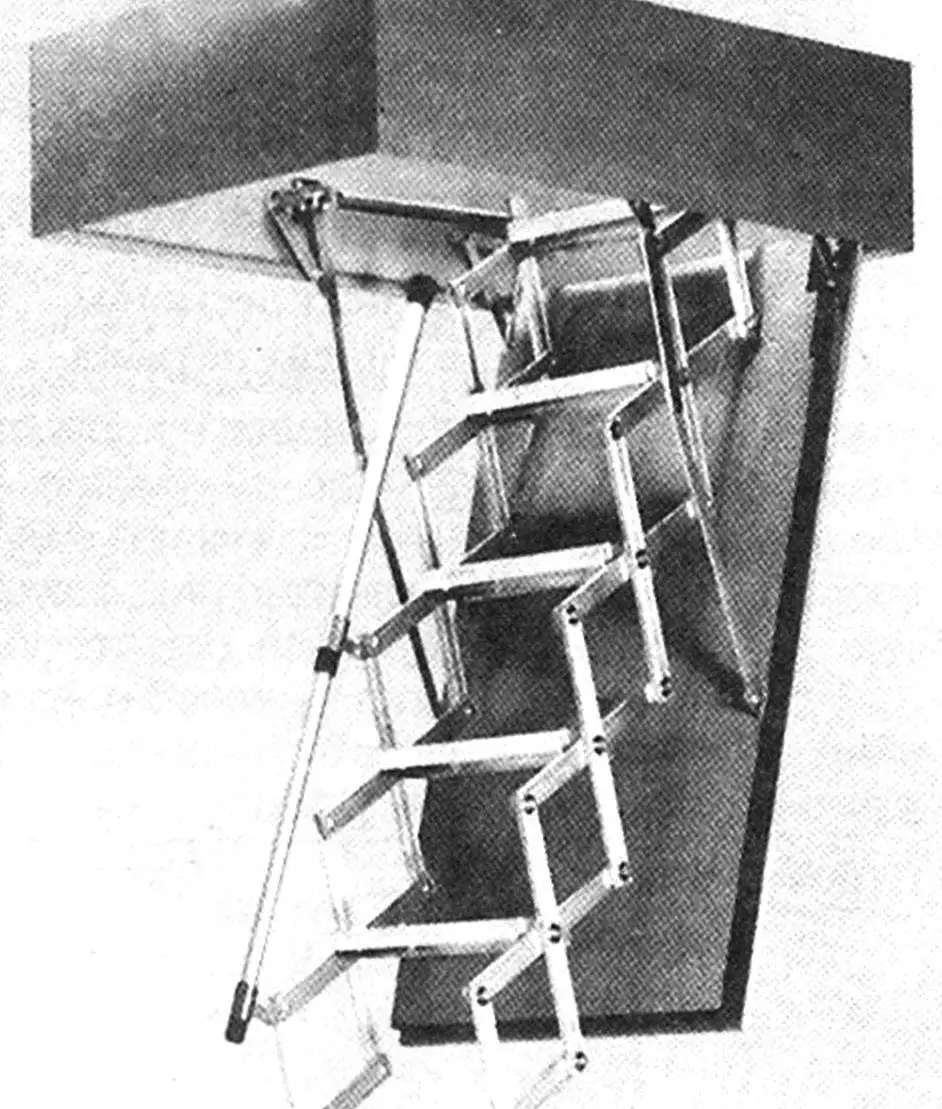 Lowering hatch “door” with stair assembly