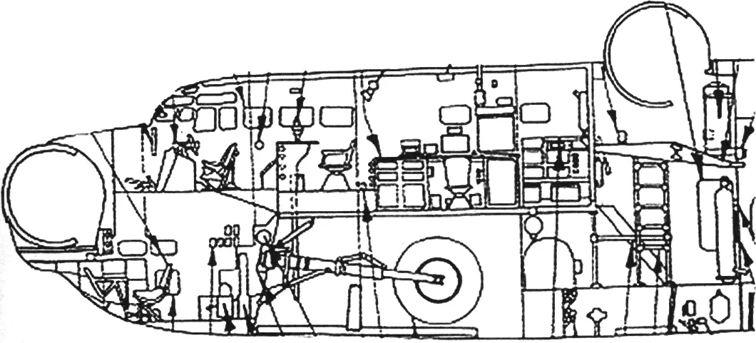 Diagram of the XB-19 nose fuselage
