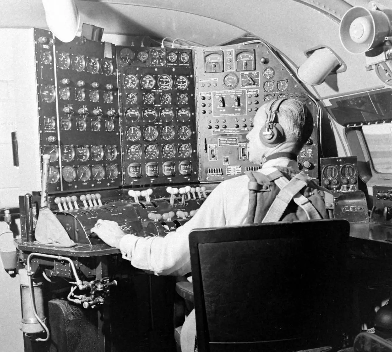 XB-19 flight engineer at work