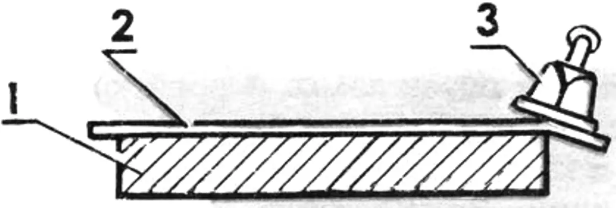 Fig. 2. Joining veneer sheets by cutting through