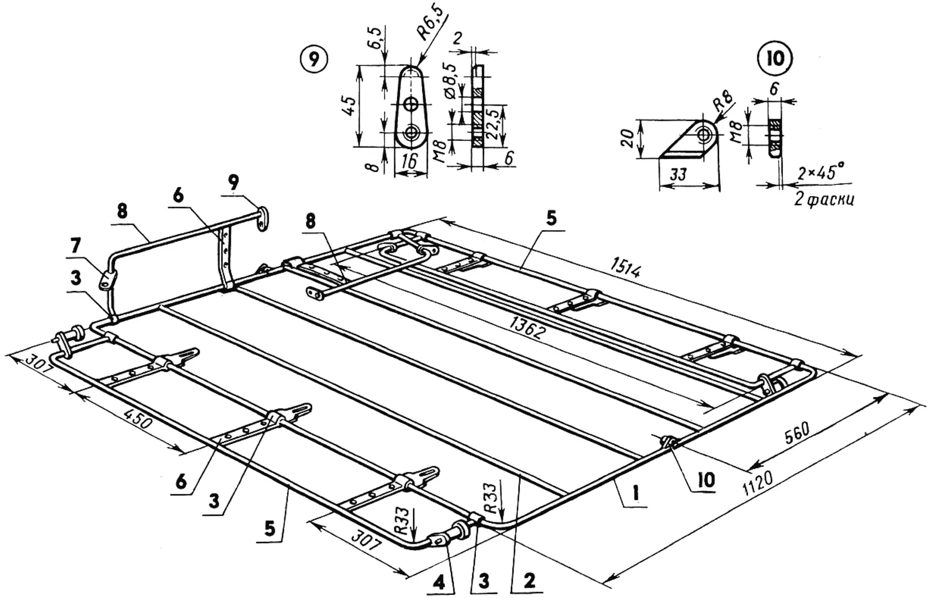 Foldable roof rack