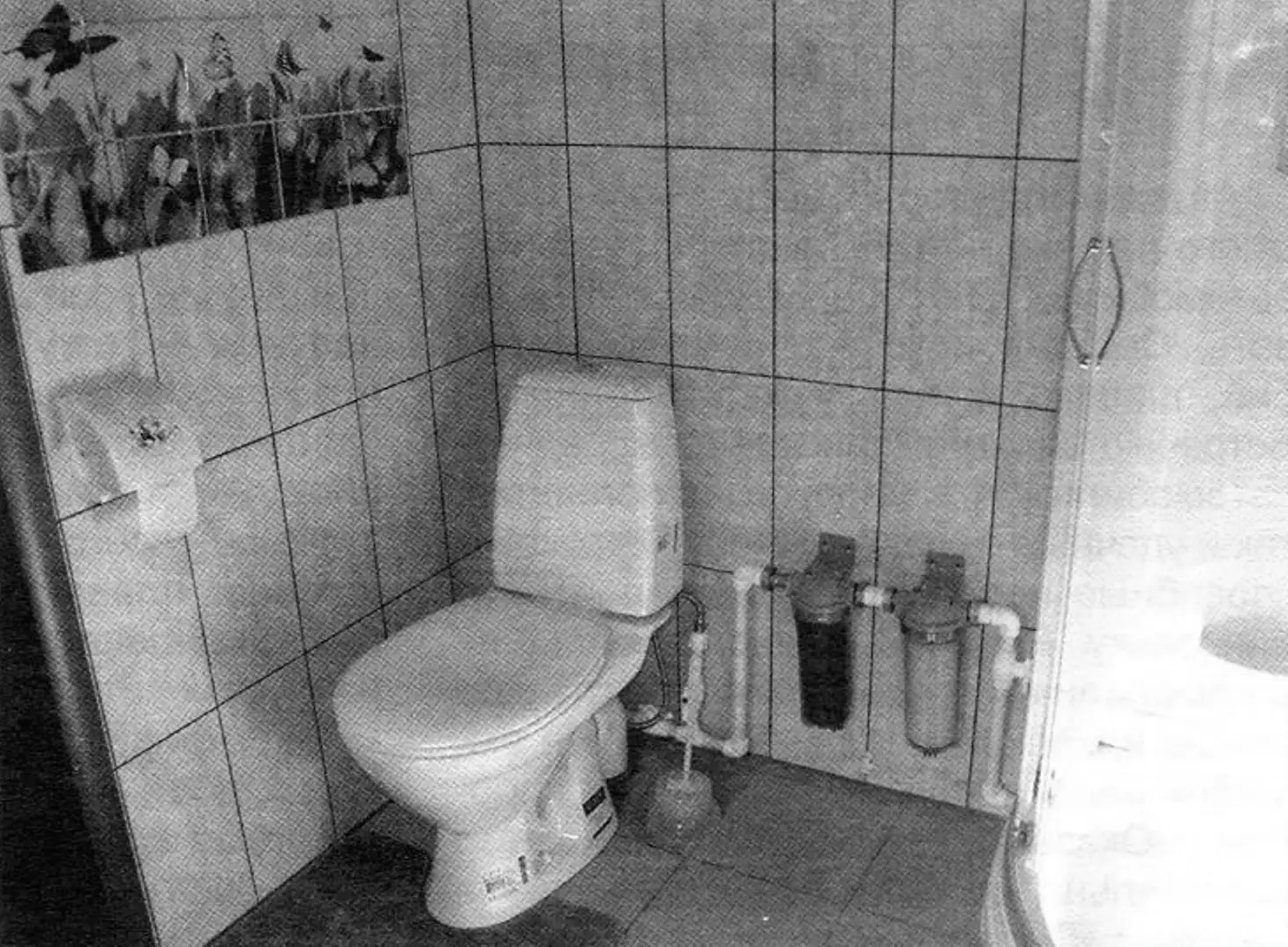 Toilet. Cold water filters are visible on the right