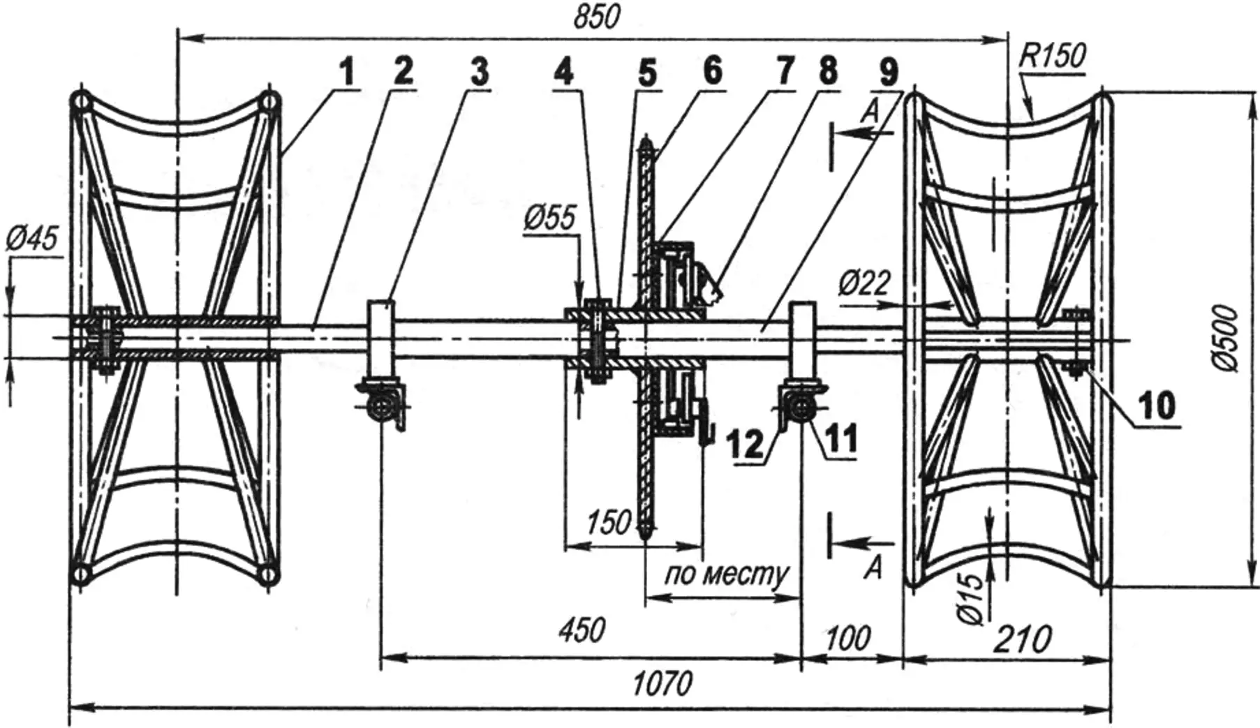 Rear driving axle with brake mechanism