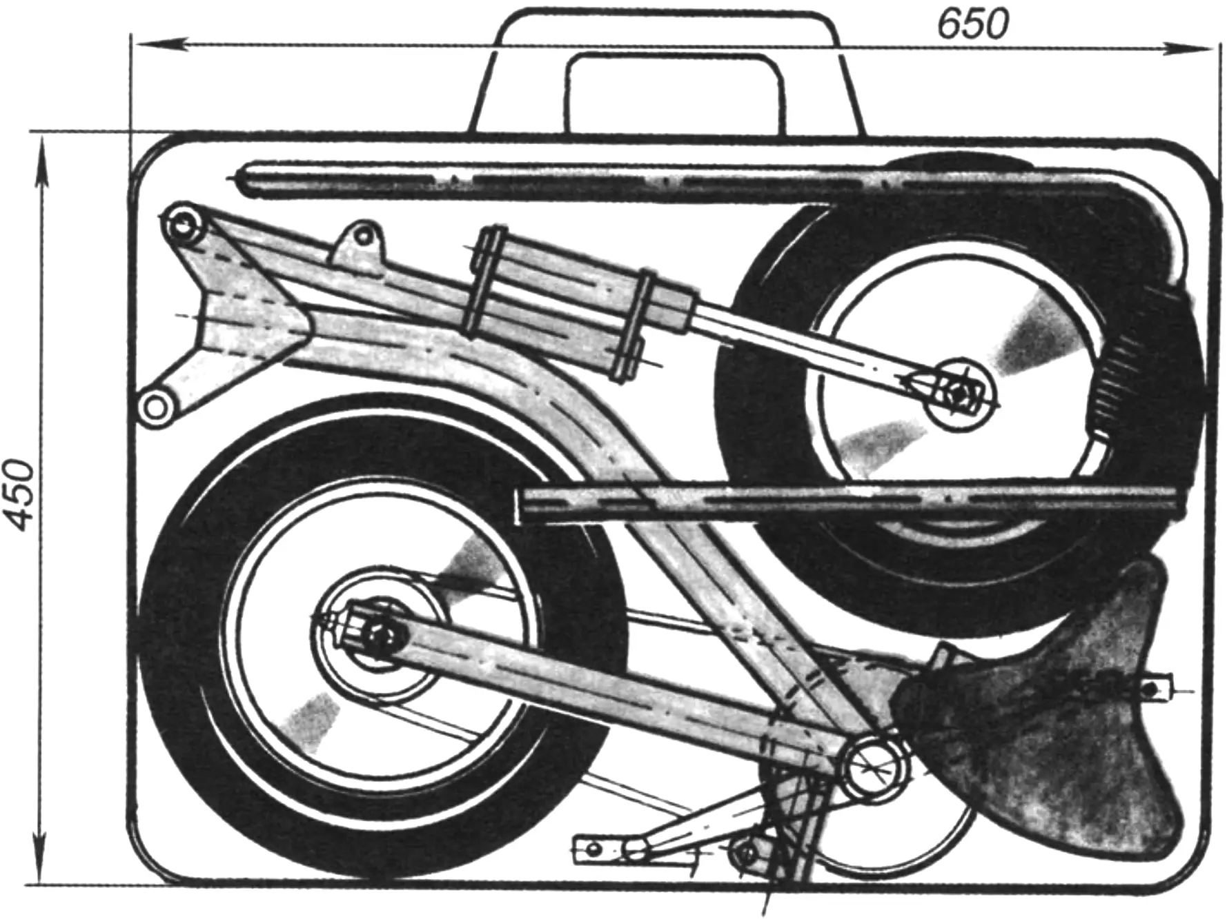 Teen folding bicycle in a suitcase