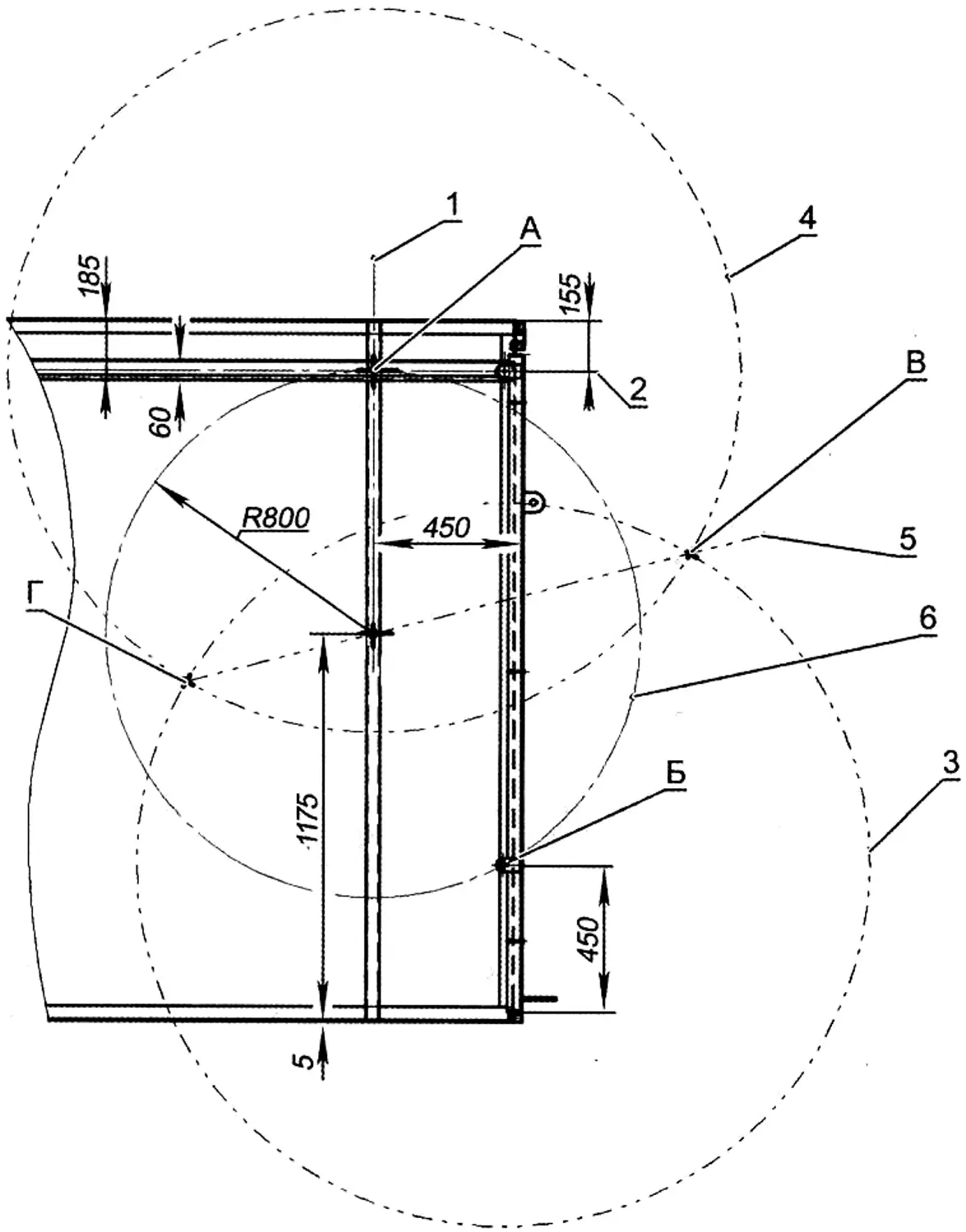 Determining the lever pivot points and its suspension on the post