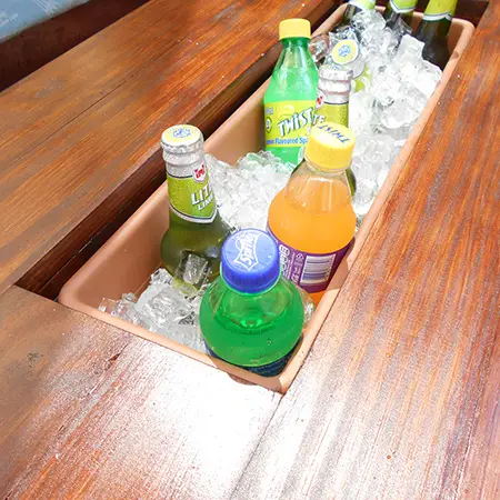 Outdoor table with ice bucket