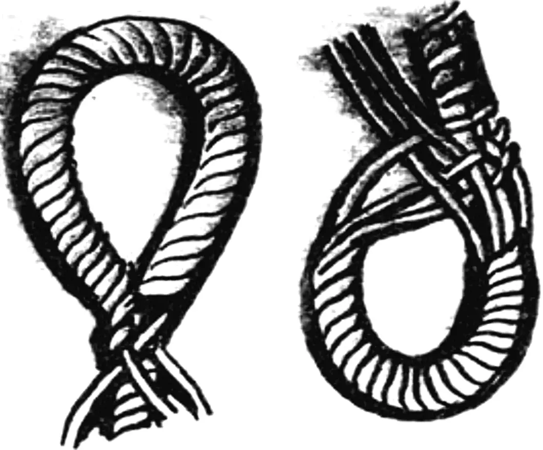 Fig. 2. Method of finishing rope ends into a loop (two variants).