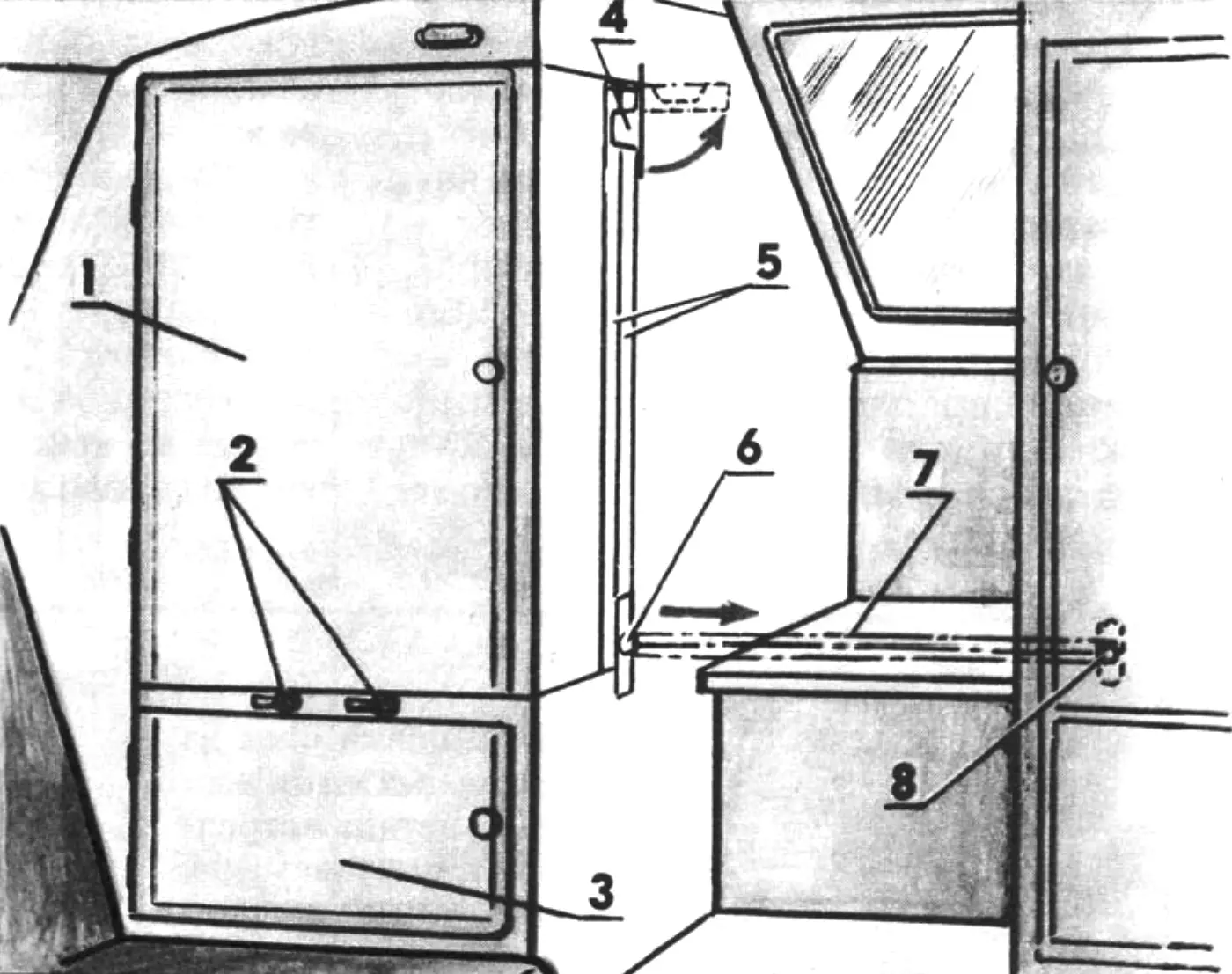 Mini-galley in stowed condition