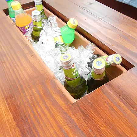 Table with ice and beer